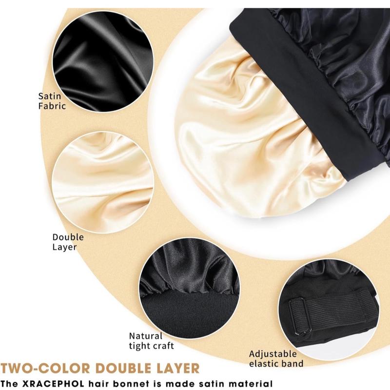 Silk  for Sleeping Double Layer Satin  Adjustable  for Black Woman Sleep Cap Reversible Hair  for Curly Hair (BlackandPurple) love  lucy bonnet hats Daily Heatless Elastic Haircare