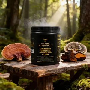 Ozark Mindfruit Mindbrew Fermented Mushroom Blend 6 Full-Spectrum Mushrooms for Brain & Immune Support Probiotic Fermentation Organic Bio-Optimized Formula