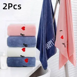 Super Absorbent Microfiber Towel with Fun Stitching Design, Perfect Gift for Valentine's and Weddings, Ideal Kitchen and Bathroom Decor
