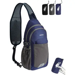 WATERFLY Packable Crossbody Sling Bag: Small Lightweight Travel RFID Blocking Sling Daypack with Water Bottle Holder - Shoulder Chest Bag Backpack for Women Men Hiking Traveling Theme Parks2026