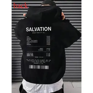Jesus Debt Paid SALVATION Hoodie. Men'S Casual Autumn Winter Wear. Cozy, Trendy. Features Religious Print, Perfect Street Style