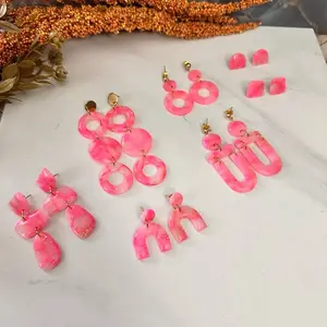Hot Pink Barbiecore Clay Earrings – Bold Handmade Polymer Clay Statement earrings