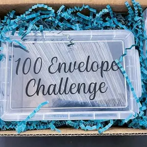 100 envelope saving challenge/save $5,050/ plastic box / low income / high income/ saving challenge/ trending challenge / budgeting/ money saver/ saving box / money saving box/ Security / Money /reusable/ envelopes are numbered/ trending way to save/ rich