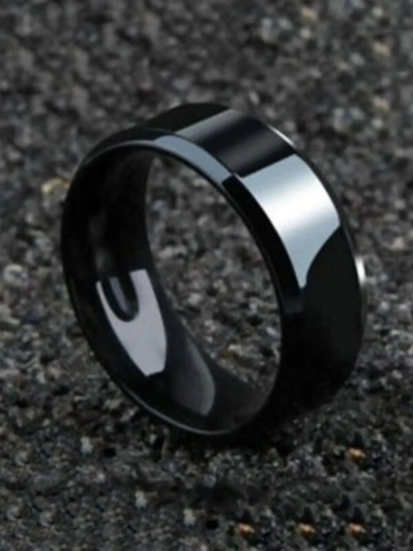 Unisex Minimalist Stainless Steel Ring, Shiny Plain Design Promise Ring ...