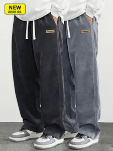 Men’s corduroy casual pants for spring and autumn, loose straight fit, breathable, skin-friendly, comfortable