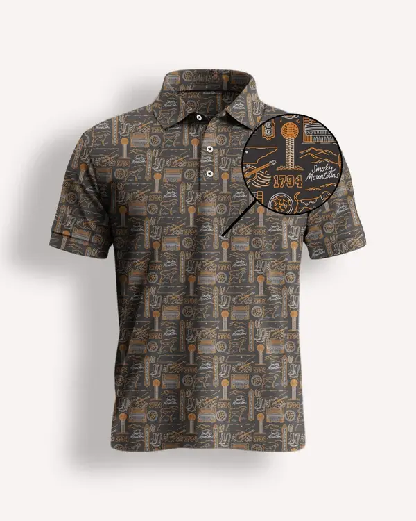 Tennessee Football Polo Shirt – Smokey Knoxville by Haven Golf Polo Golf Style For Men And Women, Polo 3D Golf, Style Polo 3D, Style Play Golf Shirt