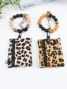 Outdoor Portable Leopard Print Wallet - Zippered Coin Card Holder, Keychain Storage, Multifunctional Small Sports & Outdoor Accessory