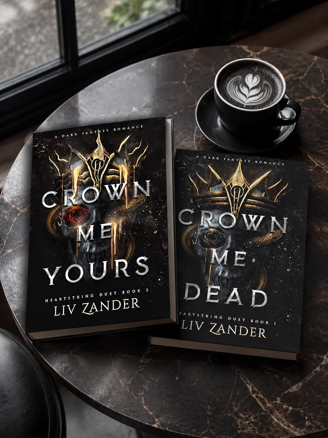 Crown Me Dead and Crown Me Yours by Liv Zander – Complete Heartstring Duet 2-Book Set, Dark Fantasy Romance Novels, Gothic Romantasy Series, Cursed Kingdom, Royal Intrigue, Morally Gray Characters, BookTok Fantasy Romance Gift Collection for Readers.