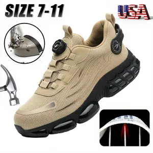 Digital Camo Men's Breathable Mesh Work Sneakers Steel Toe Anti-Slip EVA Sole Durable Safety Shoes Comfort Fit All Seasons Casual Striped Modern