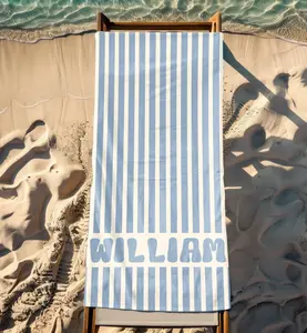 Personalized Name Stripe Beach Towel, Custom Monogram Pool Towel, Signature Beach Towel , Vacation Gift, Picnic Towel V3