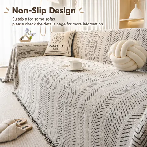 1pc Universal Sofa Cover with FishbonePattern,Pet-Friendly Washable, Non-SlipDurable Sofa Protector for All Seasons