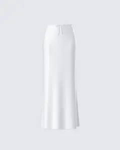 Maree White Low Rise Maxi Skirt