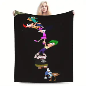 Phineas and Ferb printing, 100% polyester home throw blanket, high-quality soft flannel blanket, breathable and lightweight double-sided fleece blanket for bed, suitable for sofa, office, bed, camping, and travel, a versatile gift blanket for all sea