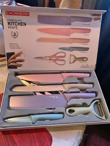 6-Piece Colorful Kitchen Knife Set with Non-Stick Coating, Stainless Steel Blades & Ergonomic Wheat Straw Handles
