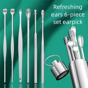 6 Counts/Set Ear Wax Removal Tool Set with Storage Tube,Ear Cleaning Kit Ear Spoons Ear Picks Curette,Ear Wax Remover Tool,Earwax Cleaning Supplies.,UU