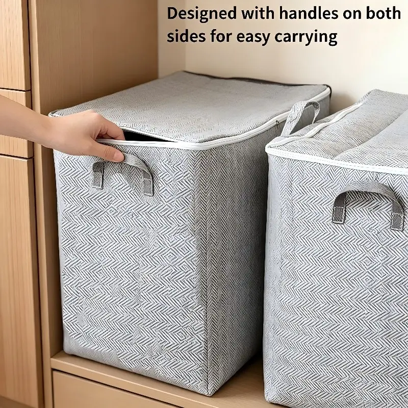 Large Capacity Clothing Storage Bag with Zipper and Handle, Fabric Storage Bag for Blankets Quilts Bedding Closet Organization Moving Use, Multifunctional Storage Bag, Portable Storage Bag, Versatile Storage Bag, Clothes Storage Bag