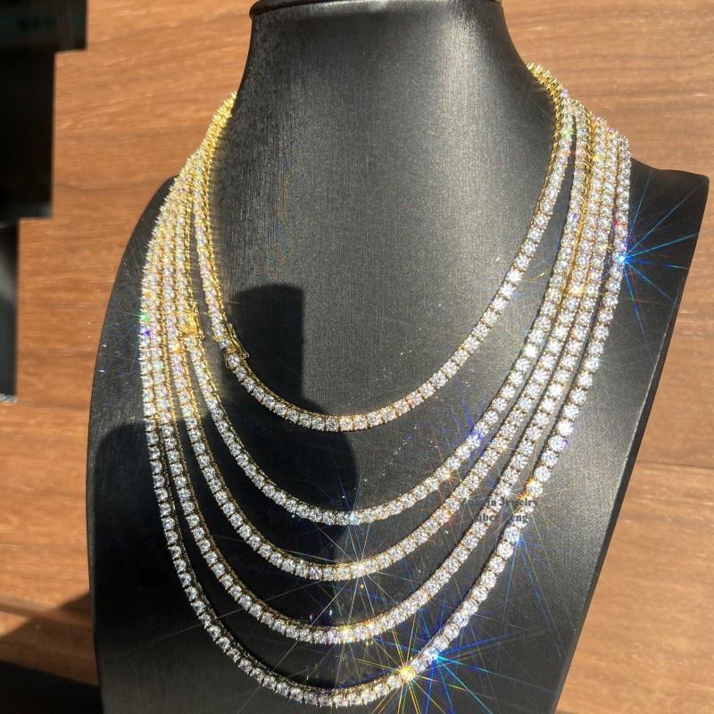 2025 New Unisex Hip Hop Moissanite Tennis Chain for Women Original 925 Sterling Silver Gold Man Moissanite Bracelet Chain Hiphop