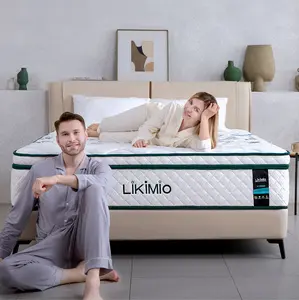 LIKIMIO 12/14 Inch twin/Full/queen Size Mattress, 2-in-1 Hybrid Mattress w/Memory Foam & Pocket Springs in A Box, Oeko-TEX & CertiPUR-US Certified, Made in USA
