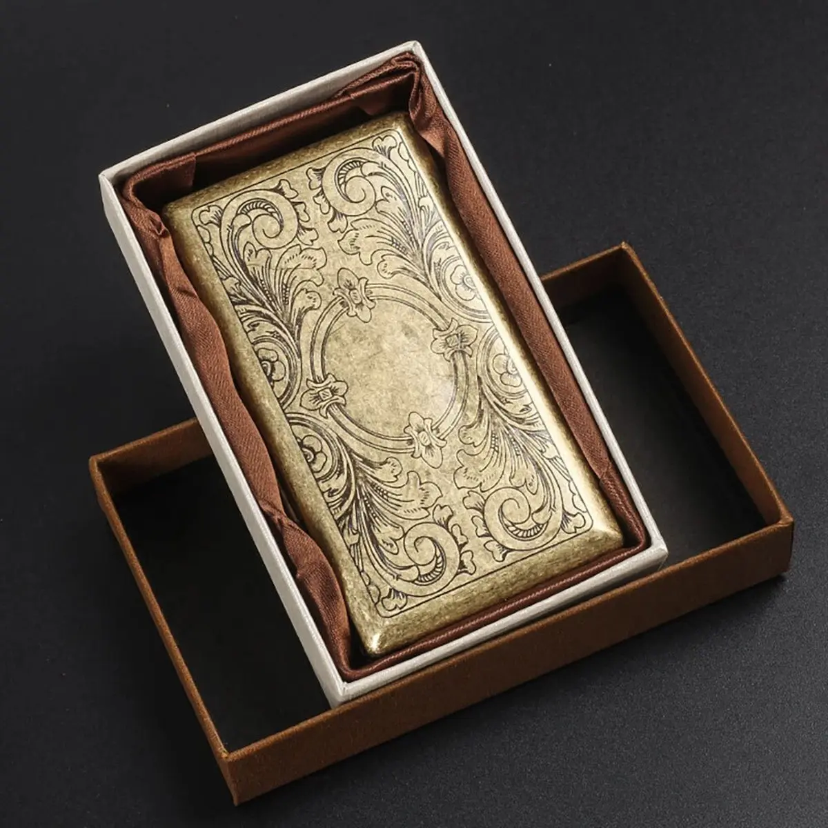 Retro Bronze Metal Cig Case Holder for King Size or 100s Cigs – Vintage Pocket Box