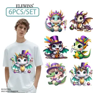 DTF Transfer Film 6 Sheets Carnival Dragon Gold Foil Heat Transfer Vinyl for Tshirt Hoodie Jeans Backpack Pillow Washable Iron on HTV for Men Women Crafts