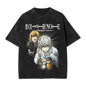valentine shirts Deaths Notes Near And Mello Anime  T Shirts Hip Hop Washed Cotton Harajuku T-Shirt  Casual Men Women Streetwear Summer Tops Tees