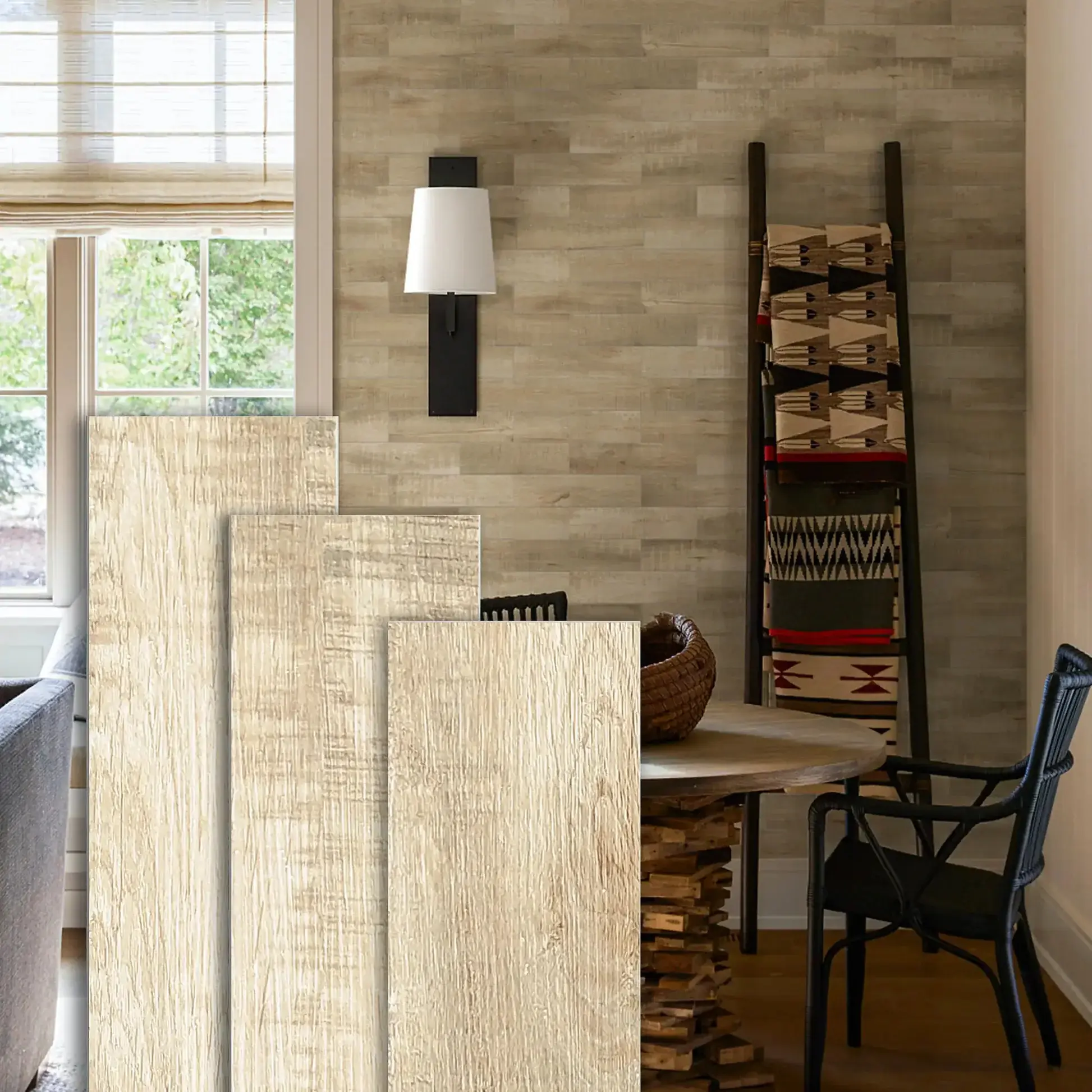 COLAMO 24-Piece Natural White Oak Wood 3D Wall Panels, Peel and Stick Shiplap Wall Wallpaper - Farmhouse Self-Adhesive Home Improvement Accessory for Kitchen, Living Room DIY Projects, Peel And Stick Wallpaper Designs