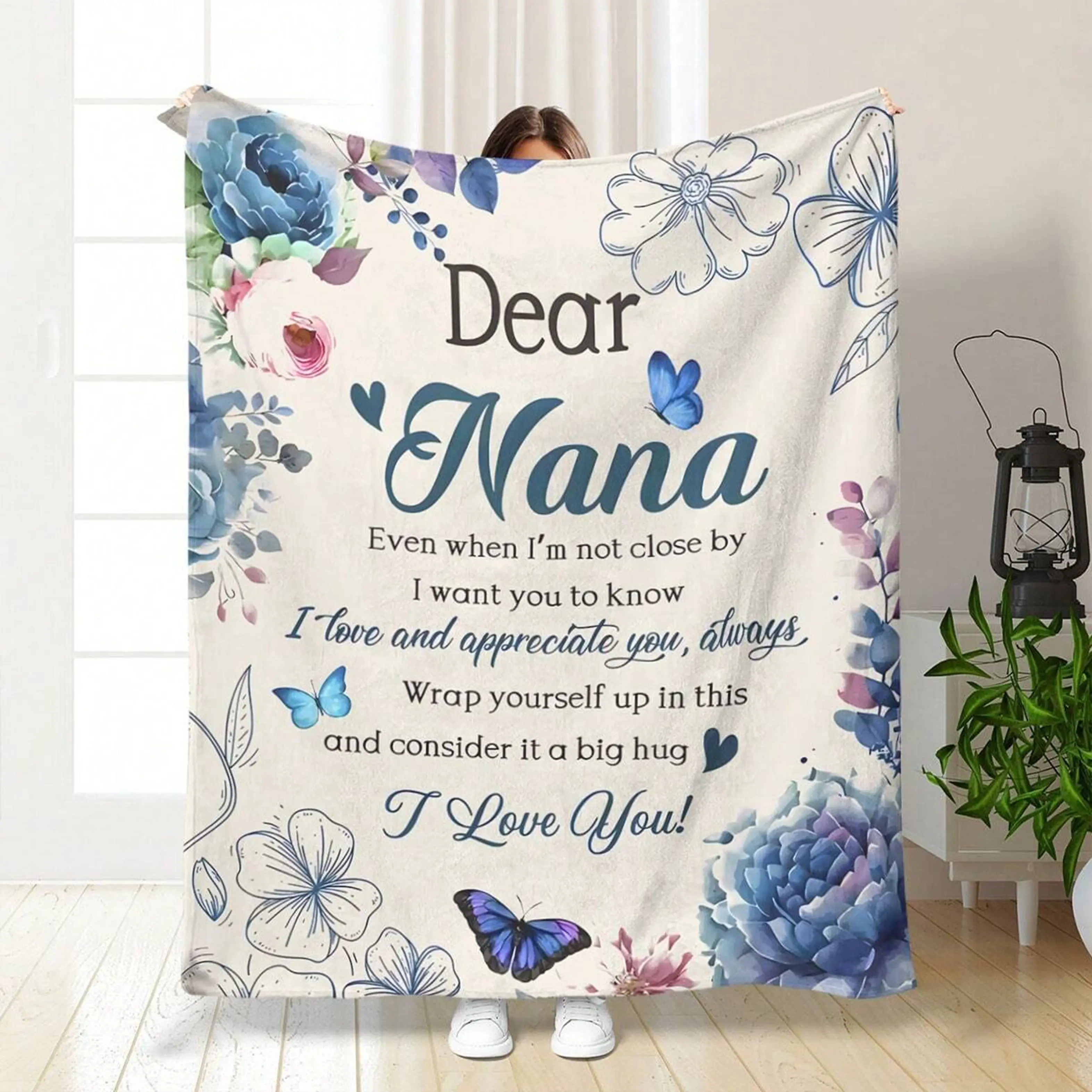 Custom Rectangular Throw Blanket (30*40in) - Grandma Gift Idea, Anti-Pilling Durable Polyester, Soft Warm Cozy, Machine Washable, All-Season Office Tapestry, Women's Custom Home Decor