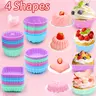 48 Pieces, Silicone  Donut Mold, Deep, Large Reusable Baking Cups，Non-Stick, 4 Shape Silicone Molds, Heat Resistant Bakeware for Bagel, Muffin, Jello and Cake Baking，Oven- Microwave- Dishwasher Safe，Easter gifts, Baking Molds, Flexible