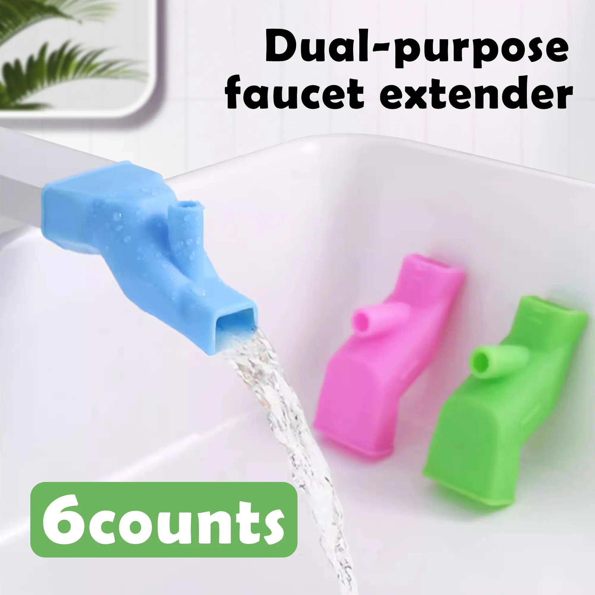 6 Counts Silicone Faucet Extenders, Heat-Resistant Faucet Enhancer - Assorted Hues & Tool-Free Installation
