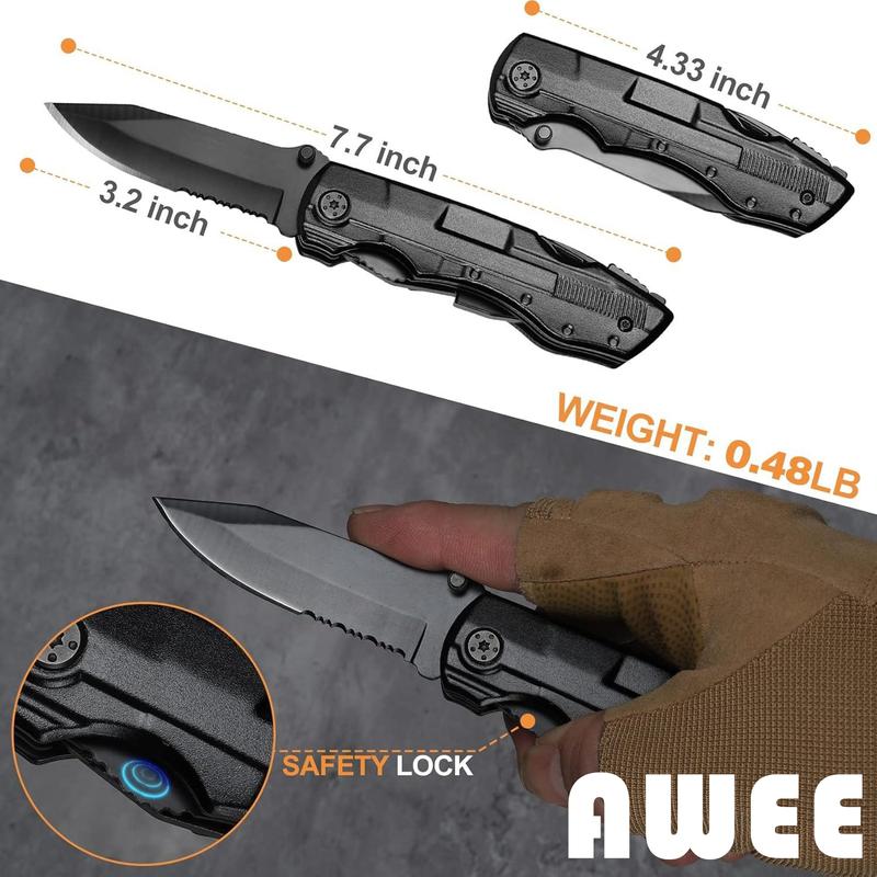 AWEE Gifts for Men,Multitool Pocket Knife with Blade,Stocking Stuffers for Men,Christmas Valentinens Day Fathers Day Birthday Gifts for Him Dad Husband,Camping,Emergency,Outdoor, knife pocket multitool Folding Stainless Steel