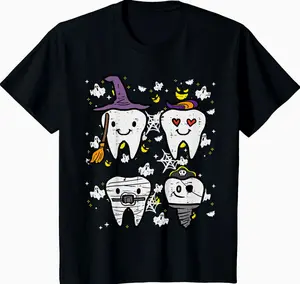Halloween Dentist Witch Teeth Dental Crew Costume Men Women T-Shirt O9P