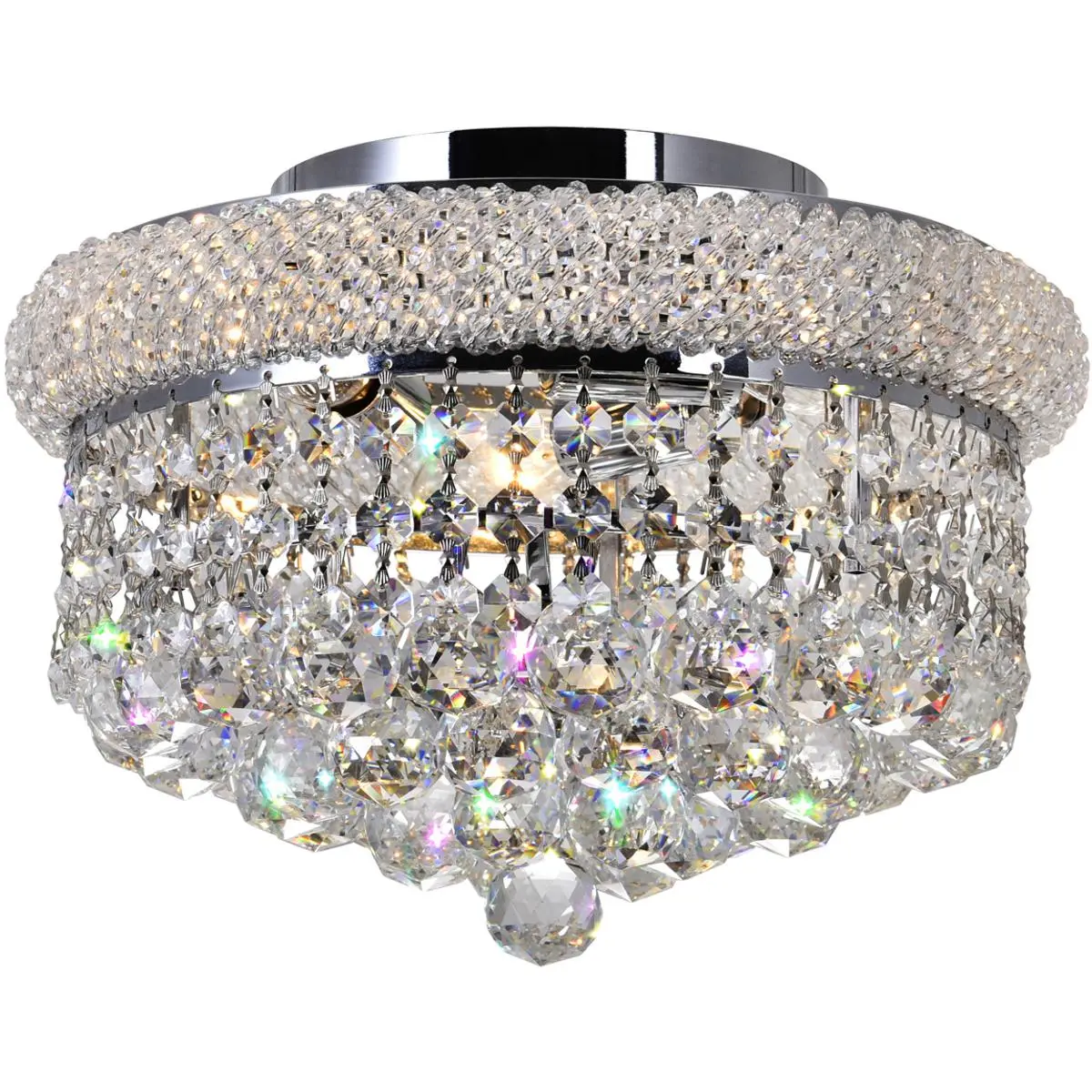 CWI Lighting Empire 3 Light 12 inch Chrome Flush Mount Ceiling Light 8001C12C