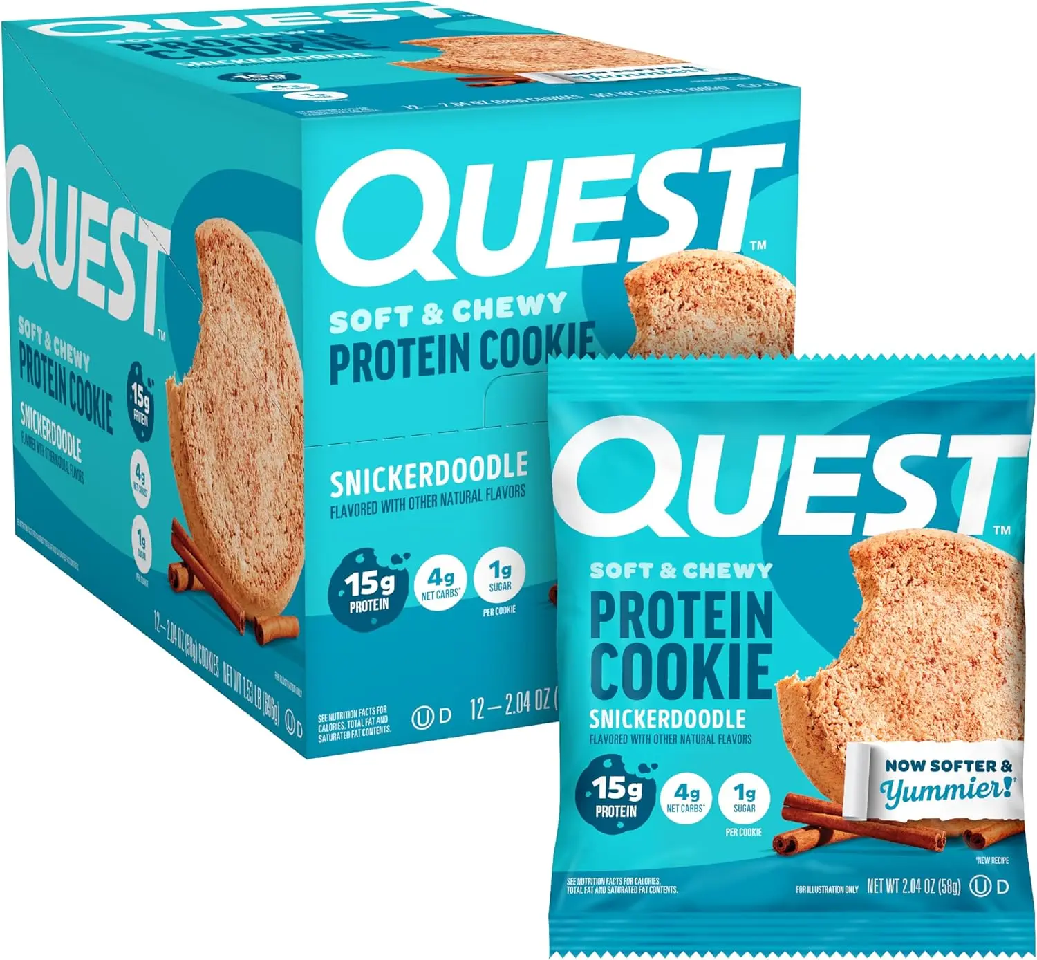 Nutrition Snickerdoodle Protein Cookie, 15g Protein, 1g Sugar, 4g Net Carbs, Keto Friendly, High Protein, Low Carb; 12 Count