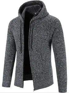 2026 Men's Regular Fit Zip Up Long Sleeve Hooded Puffer Jacket with Pockets Solid Color Quilted Coat for Fall Winter Casual Warm Fashion Drawstring Hem Outerwear