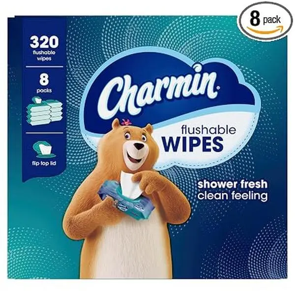 Charmin Flushable Wipes, 320 Total Wipes (8 Packs of 40)