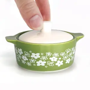 Pyrex-Inspired Spring Blossom Casserole Ceramic Trinket Box