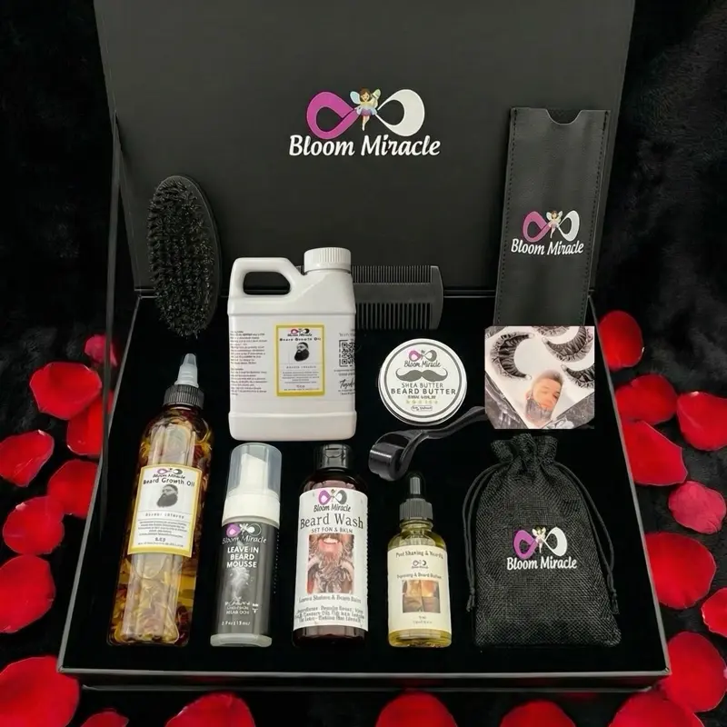 Bloom Miracle Beard Kit for Men Growing Care Set Complete Gift with Beard Oil Brush & Shampoo outdoorfun