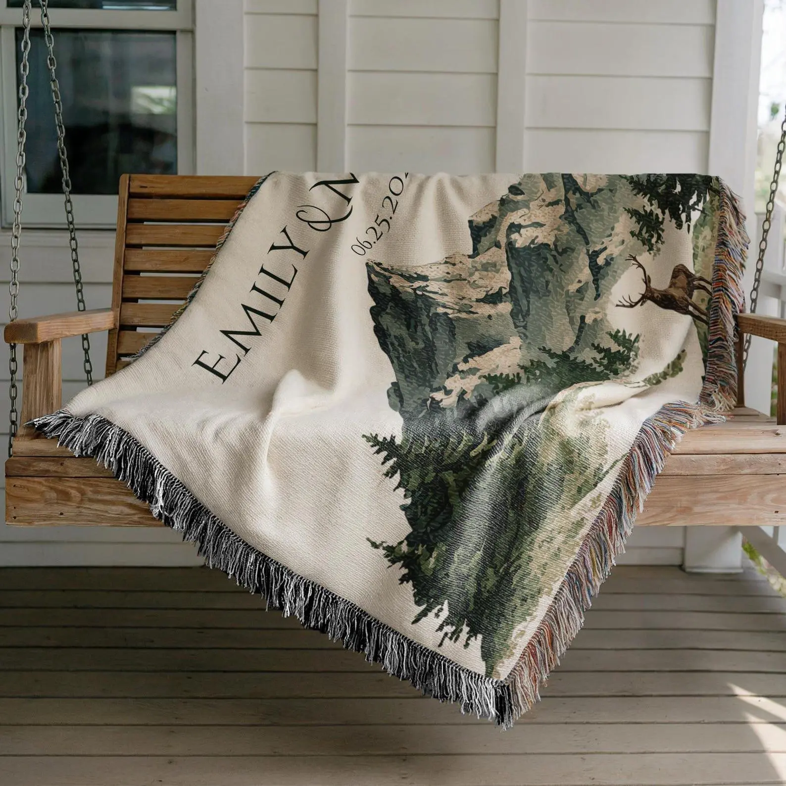 Outdoorsy Couple Blanket Nature Lovers Engagement Gift Adventure Couples Anniversary Mountain Woven Blanket Married Blanket Mr And Mrs Gift