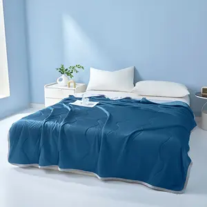 1pc Luxury Wavy Ice Silk Cooling Summer Blanket, Ice Cream Air Conditioner Quilt, Machine Washable Cold Sense Comforter, Naked Sleeping Essential