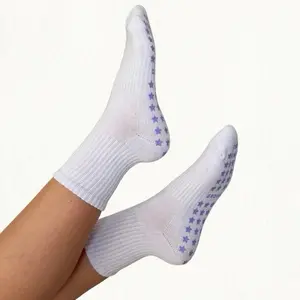 White Crew Grip Socks