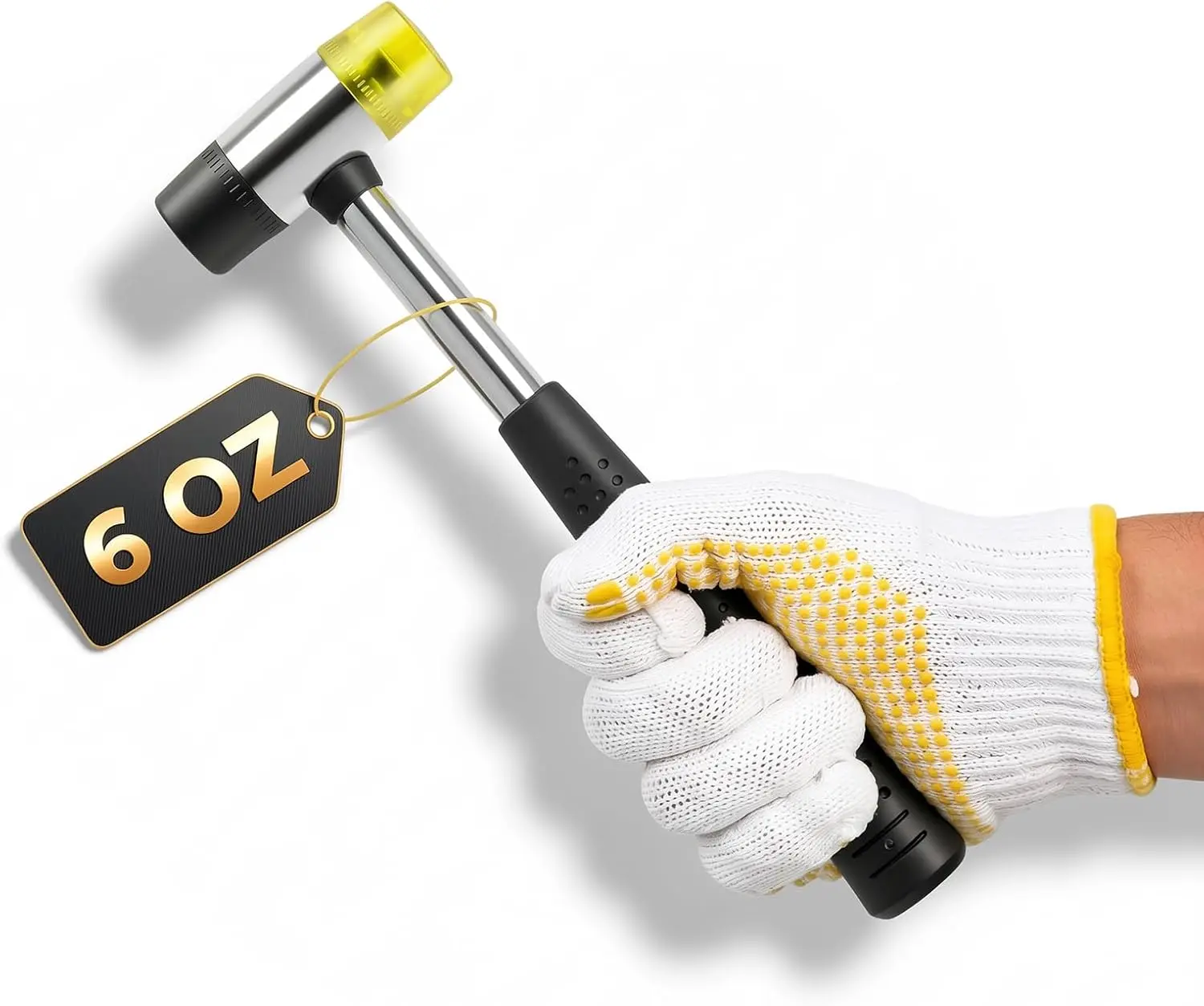 25mm Double-Faced Rubber Mallet Hammer - Soft Non-Marring Rubber Head, Lightweight Shockproof Design, Non-Slip Handle, Durable Scratch-Free Hand Tool for Jewelry, Flooring, DIY Projects