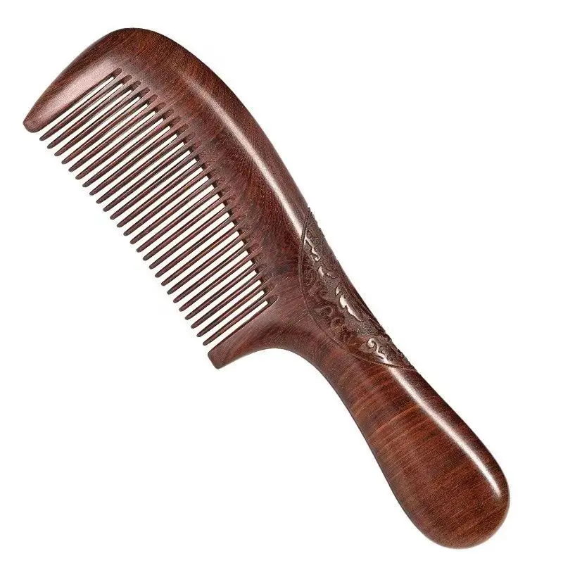 Sandalwood Hair Comb, Wide & Fine Tooth Detangling Comb for Men Women Kids, Anti Static Wooden Comb for Home Daily Hair Grooming