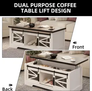 47.2-Inch Rustic Coffee Table with Lift-Top, Multifunctional Convertible Desktop, Ample Storage, Black Indoor Furniture