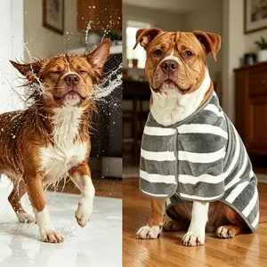 Super Absorbent Dog Bathrobe – Quick Dry Dog Towel Robe for After Bath, Soft & Cozy Wear for Small to Large Dogs