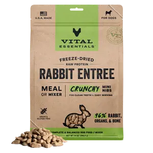 Freeze Dried Raw Dog Food Meal, Rabbit Mini Nibs Entree, 25 oz