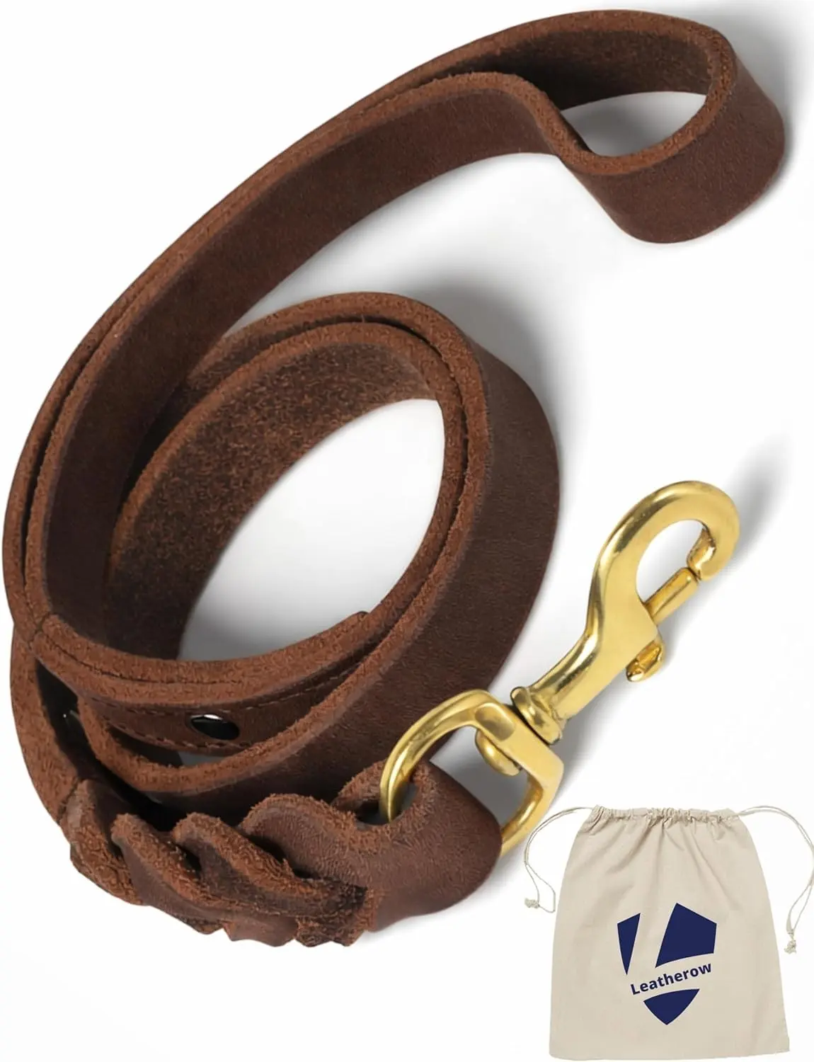 Leather 2 Foot Dog Leash Brown - Short Dog Leash for Training Large & Medium Dogs - Traffic Lead Short Lead 2ft - Full Grain Heavy Duty to Control Service K9 in City (Correa Corta para Perros)