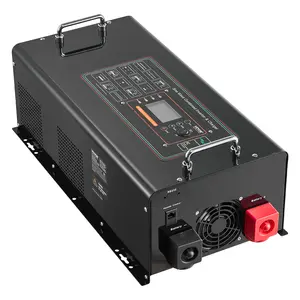 【fathersdaygift】VEVOR Pure Sine Wave Inverter Charger, 6000 Watt, DC 24V to AC 120V Power Inverter with LCD Display, Remote Control, Solar Inverter for Off-Grid Solar RV Boat Home, Compatible with Various Batteries