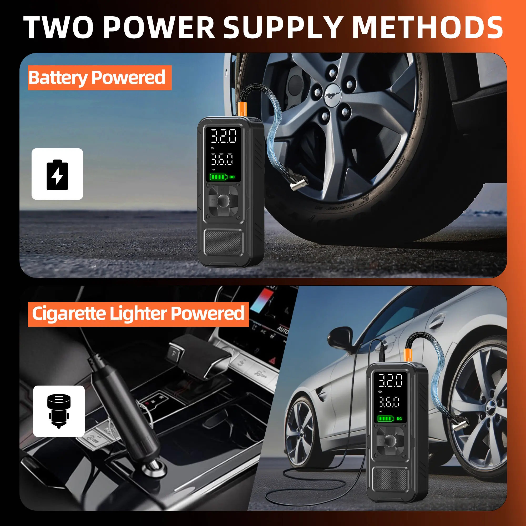 cigarette lighter compressor Dual Power Air Compressor by Calmara: Battery & Cigarette Lighter! Fast 150PSI Inflation, Auto Stop, Power Bank & SOS Light in One cigarette lighter compressor Dual Power Air Compressor by Calmara: Battery & Cigarette Lighter! Fast 150PSI Inflation, Auto Stop, Power Bank & SOS Light in One
