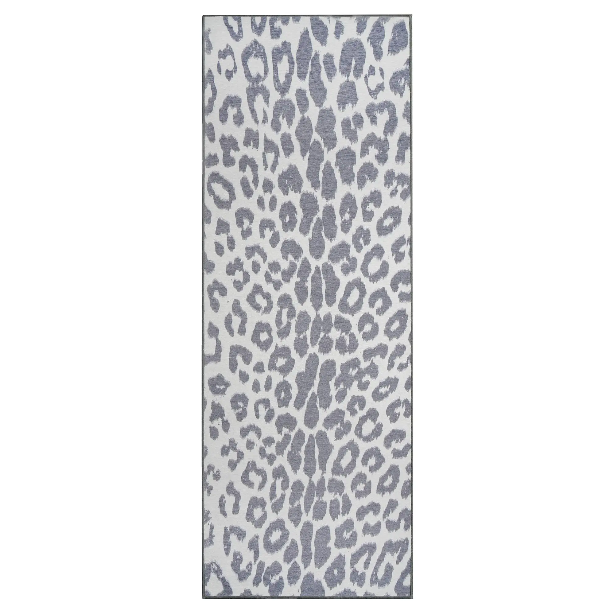 My Magic Carpet Miya Leopard Grey Machine Washable Runner Area Rug
