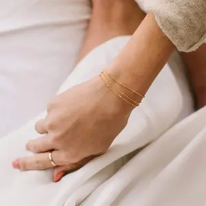 1pc Bracelet for Women 14K Gold Plated Dainty Chain Simple Jewelry Cute Handmade Minimalist for Her, Prefect gift for Birthday/ Chirstmas/ New Year's Eve/ Anniversary/ Mother's day woman teen girl gift fashion chain